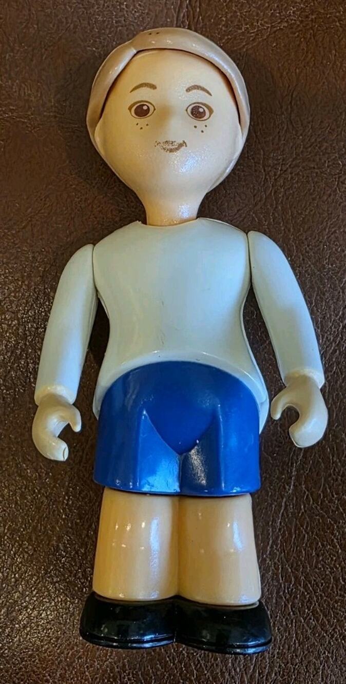 5 Inch Vtg Little Tikes Boy Son White Shirt Blue Shorts Doll Replacement Figure
